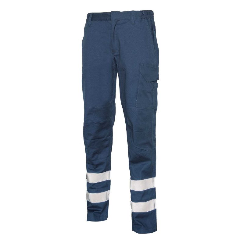 Pantalone quadrivalente per lavori speciali multiprotezione blu ignifugo  antiacido antistatico saldatura senza bande 98% cotone 2% fibra di carbone