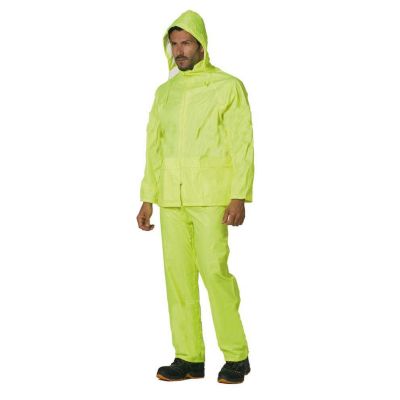 Complete rain jacket and yellow pants