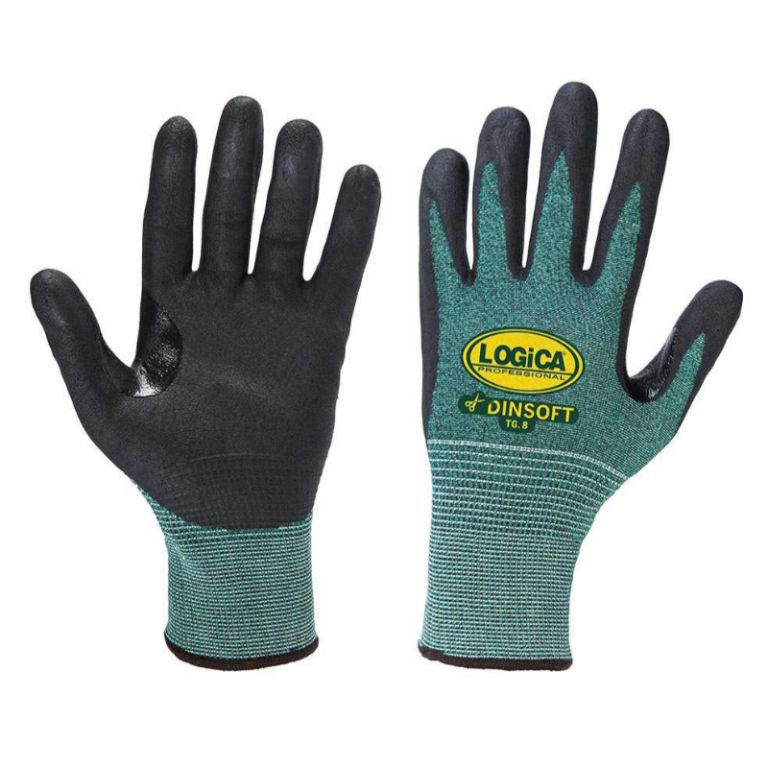 Cut-resistant gloves with "Dinsoft" nitrile foam coated cuff