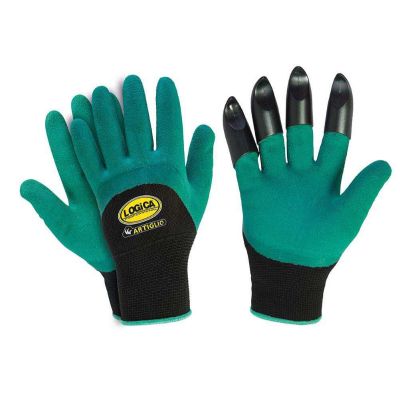 Double coated latex foam gloves, 2 gloves + 1 with Claw-tris claw