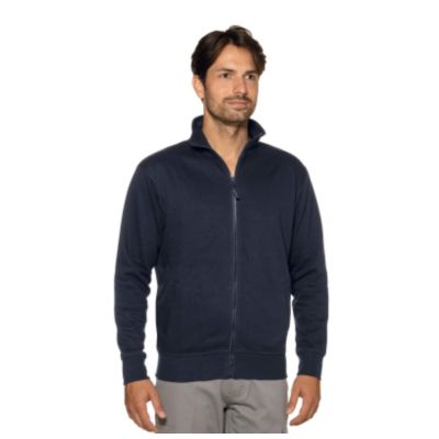 Blue poly / cotton long zip sweatshirt