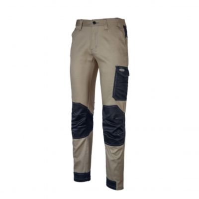 Pantalone-stretch-polycotone-beige/nero-rinforzato
