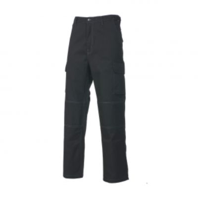 Black poly cotton trousers with pocket