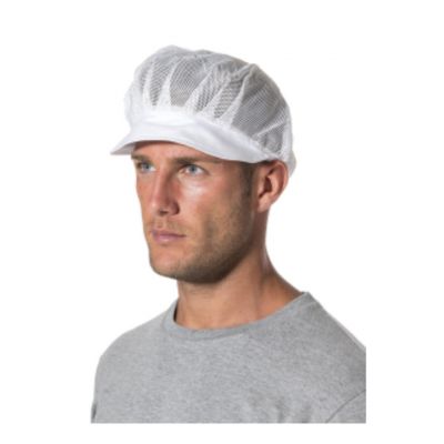 100% white cotton cap with brim