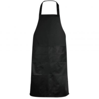 Long classic black apron with two pockets