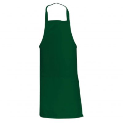 Long classic green apron with two pockets