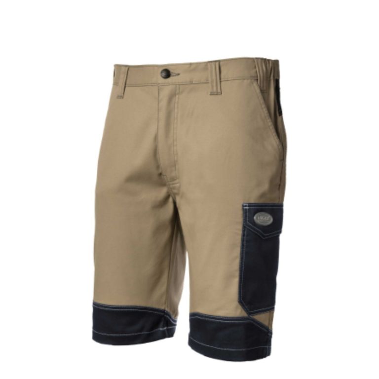 Beige/schwarze Bermuda-Shorts aus Stretch-Polycotton