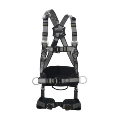 Fall arrest harness with gray / black auto release