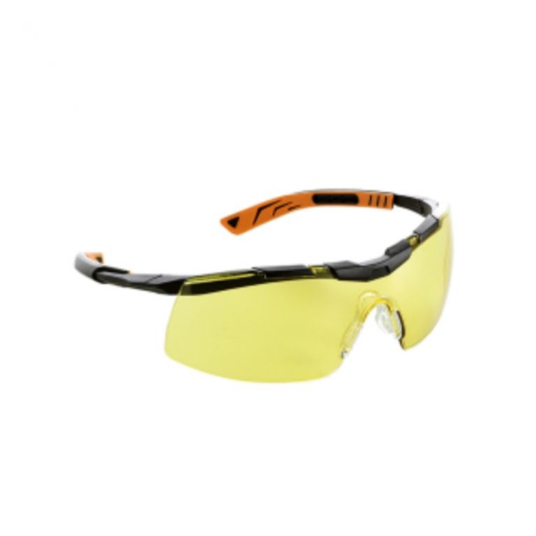 Orange / schwarze Sonnenbrille mit kratzfesten und beschlagfreien gelben Gläsern