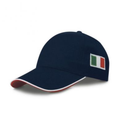 Chapeau bleu marine avec bord et drapeau latéral
