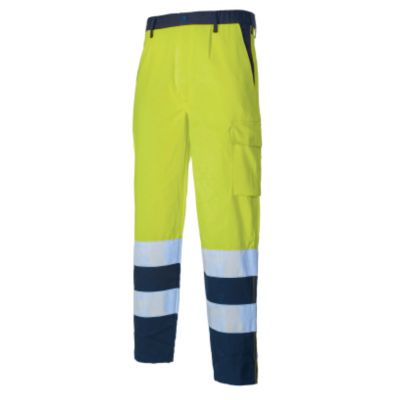 High visibility yellow / blue polycotton trousers
