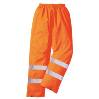 Pantalon-imperméable-en-polyester-orange-avec-bandes