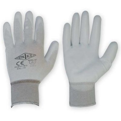 Polyurethane coated white polyester glove