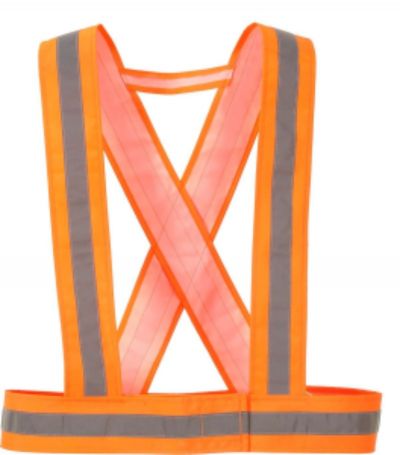 Suspender orange color high visibility reflective velcro adjustable workers work