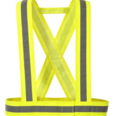 Suspender yellow high visibility reflective velcro adjustable workers work comfo