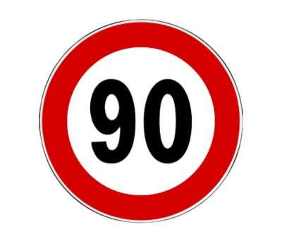 disc circle sign diameter 60 cm class 1 maximum speed limit 90 km / h color whit