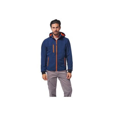 Blue / orange jacket with zip and detachable hood