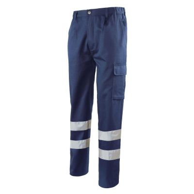 Pantalon 100% coton bleu avec double bande réfléchissante GUANTIFICIO SENESE