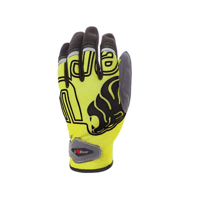 High visibility work glove "niko" yellow fluo