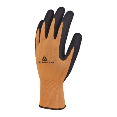 Knitted glove in fluorescent orange/black polyester "vv733apollon" Delta plus