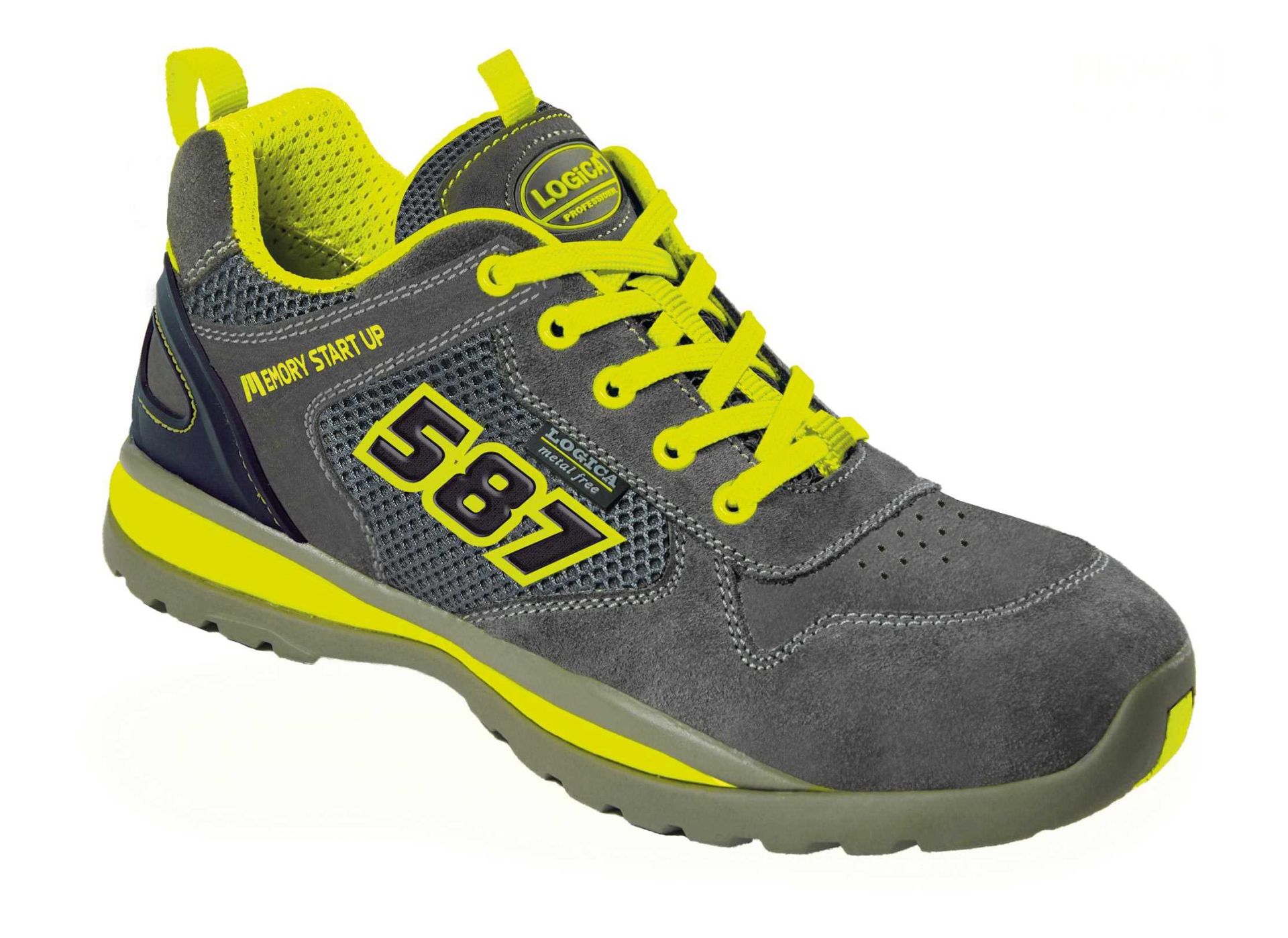 scarpa bassa scamosciata grigio/giallo fluo logica professional "sigma"