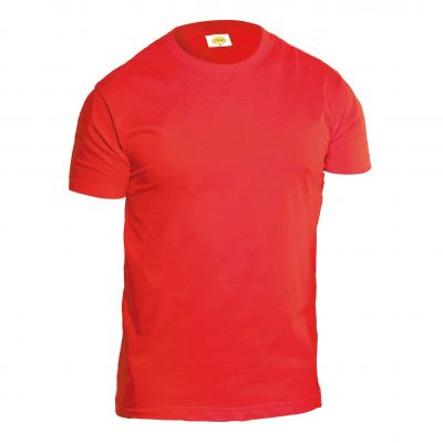 Einfaches rotes T-Shirt mit Rundhalsausschnitt