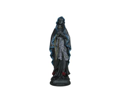 Madonna Lourdes in pietra lavica con decorazioni colorate Panza