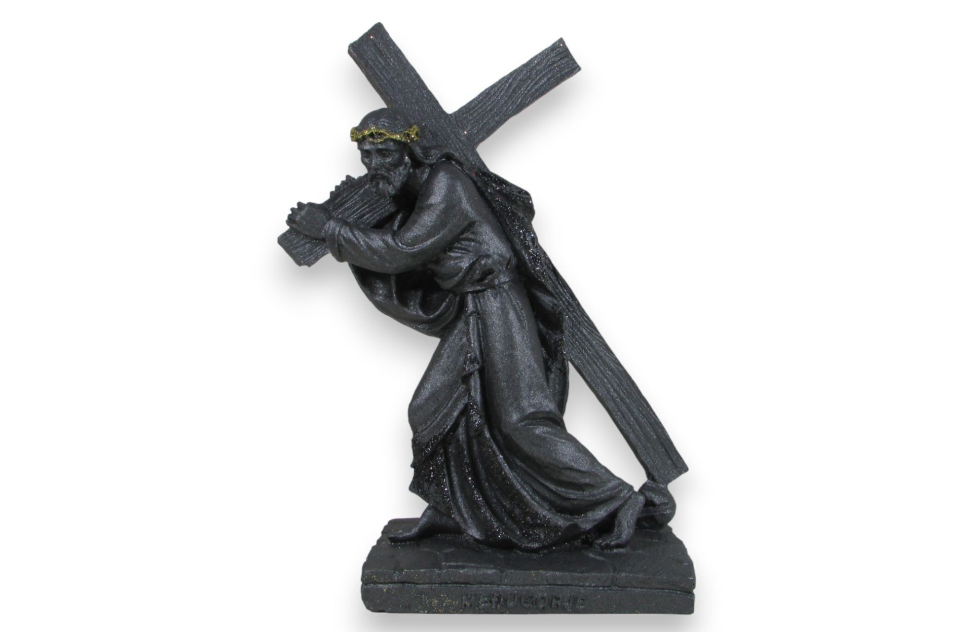 Gesù con croce in pietra lavica