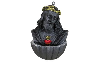 Jesus holy water font in lava stone Panza