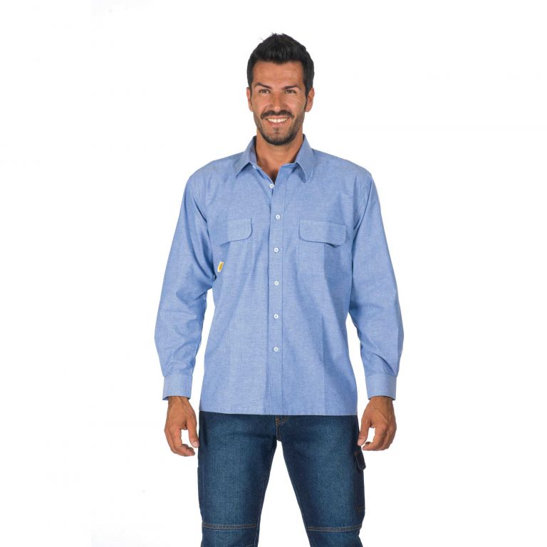 Chemise chambray à manches longues