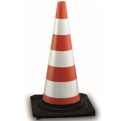Rubber cone h 50 cm - 3 High Intensity Grade reflective bands