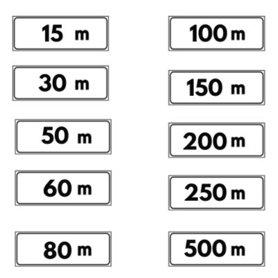 Supplementary panel in sheet metal class 1 40x20 fig. 77 / f parking distance