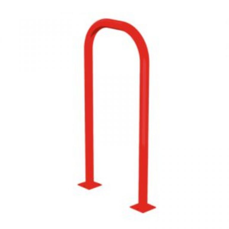 Archetto parapedonale rosso con piastre inferiori di fissaggio Ø 48 mm (96x48 cm)