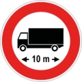 Disc diam. 60 cm class 1 fig. 67 "transit prohibited to vehicles or complexes exceeding ... m in length"