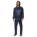 Complete rain jacket and blue trousers