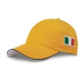 Yellow hat with brim and side flag