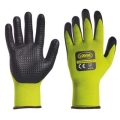 Fluorescent yellow black nitrile gloves with ventilated back