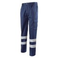Pantalone 100% cotone blu con doppia banda rifrangente